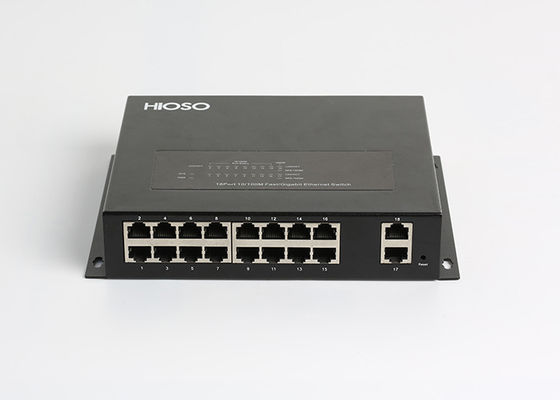 Interruptor de red de HiOSO 16 el 100M Ports 2 el 100/1000M Rj 45, interruptor del cable de fribra óptica
